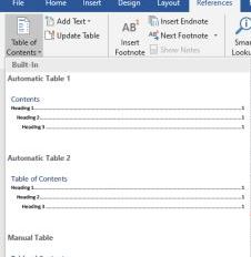 MS Word:How to Create and Manage a Table of Contents in Microsoft Word