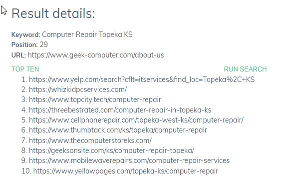 Create a Report for GC Search Results