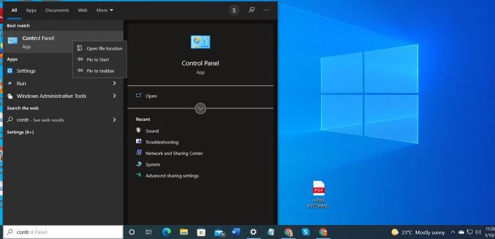 How to Open the Control Panel on Windows 10