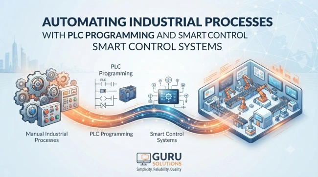 See how Guru Solutions upgraded a major packaging facility using custom PLC programming and smart HMI systems to boost output by 38% and cut downtime by 90%.