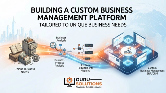 Read how Guru Solutions engineered a custom business management platform that unified workflows, automated tasks, and delivered 100% real-time data visibility.