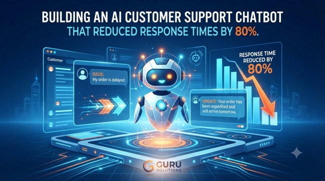 See how Guru Solutions designed a custom conversational AI support chatbot that slashed response times by 80%, lowered support costs by 70%, and boosted CSAT.